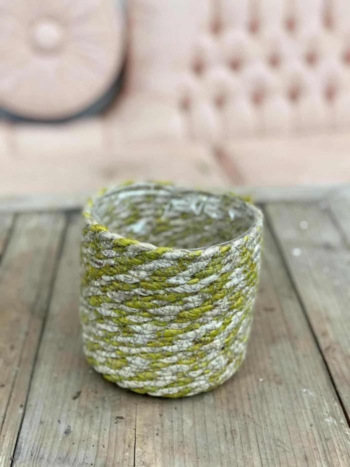 4.5"- 8.5" Woven Basket Natural/Green - Image 5