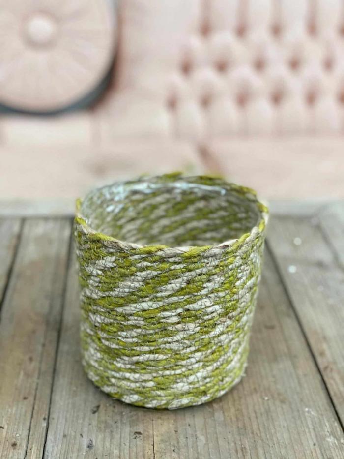 4.5"- 8.5" Woven Basket Natural/Green - Image 4