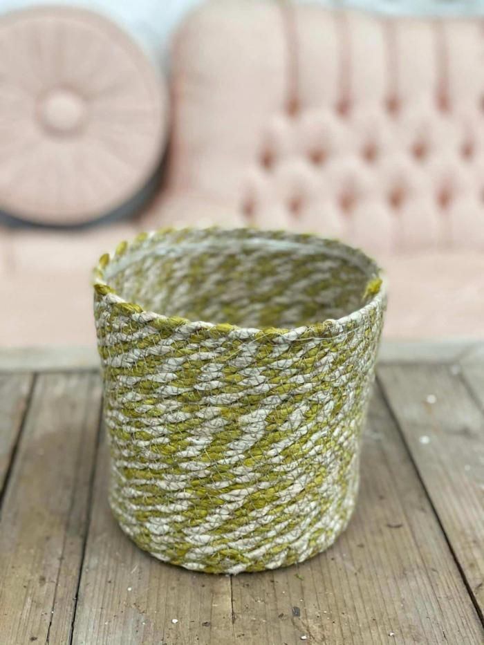 4.5"- 8.5" Woven Basket Natural/Green