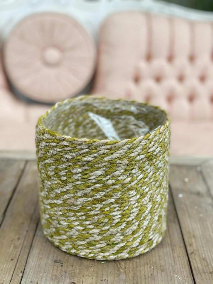 4.5"- 8.5" Woven Basket Natural/Green - Image 3