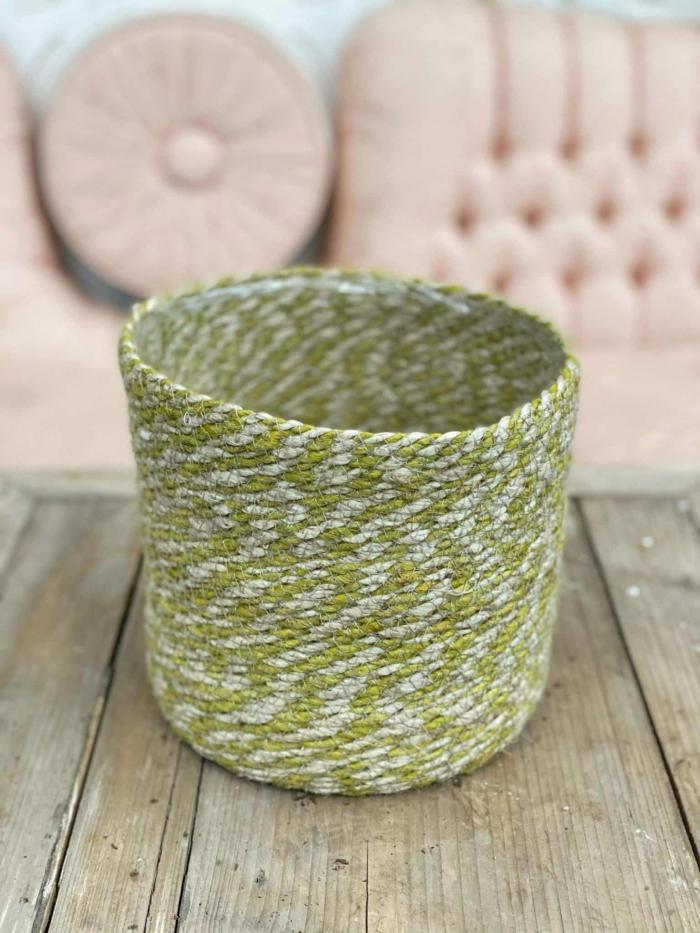 4.5"- 8.5" Woven Basket Natural/Green - Image 2