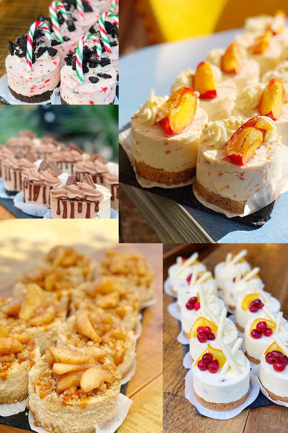 Image collage of Cheesecakes at the Watering Can Flower Market.