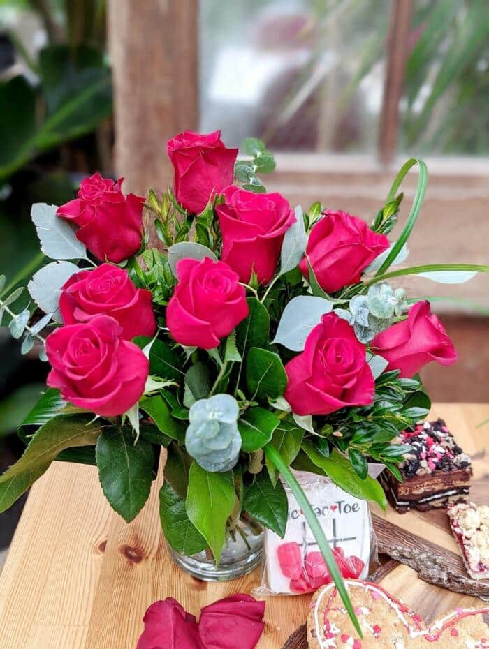 The Watering Can | A red rose bouquet,