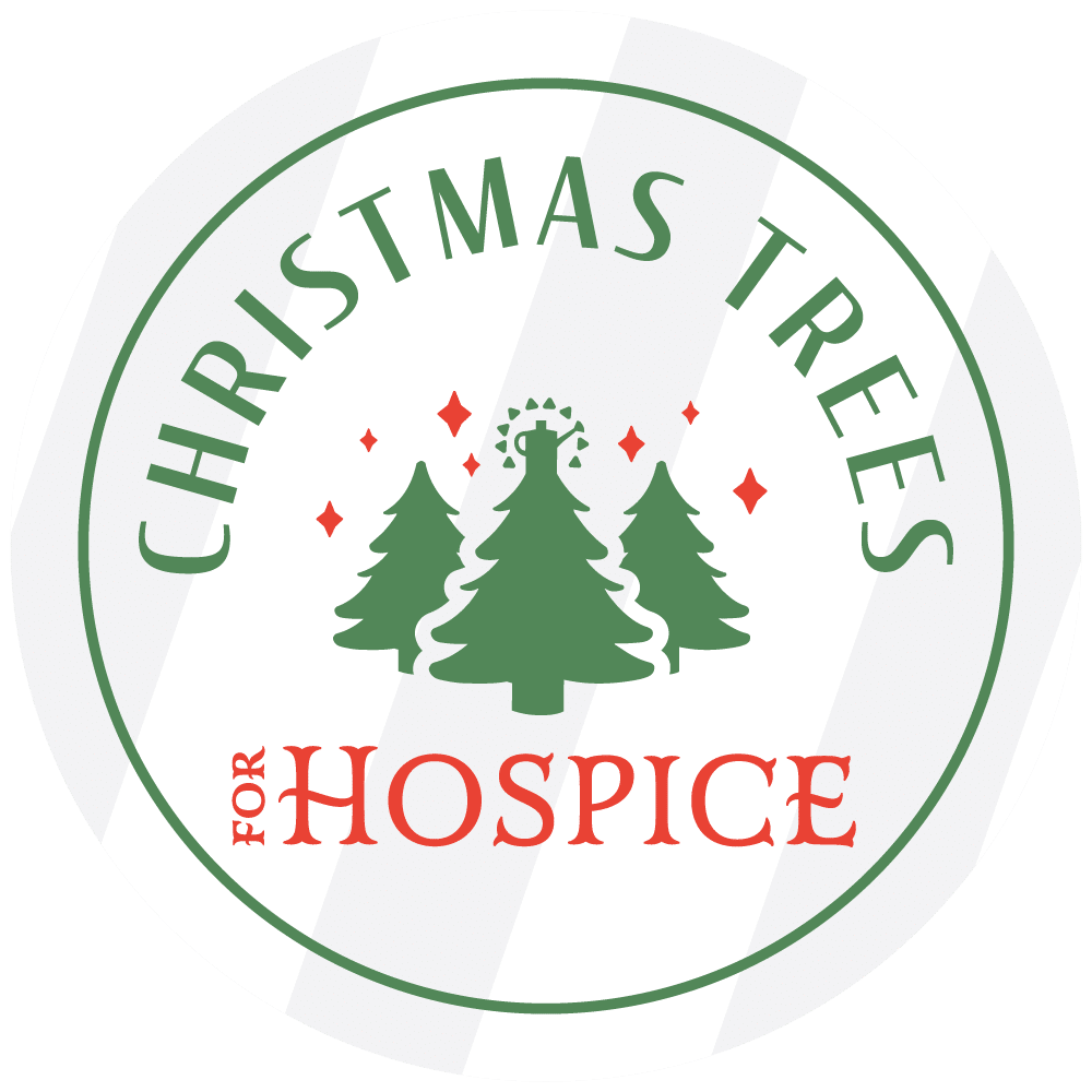 The Watering Can | Christmas Trees for Hospice Logo in a circle.