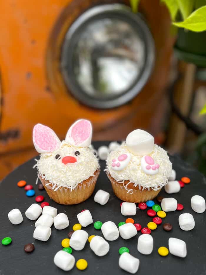 The Watering Can | This bakery DIY kit comes with 2 cupcakes, frosting , coconut flakes, marshmallows and more to decorate you cupcakes like a bunny.