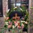 Full view of the Comfort in Faith sympathy floral arrangement